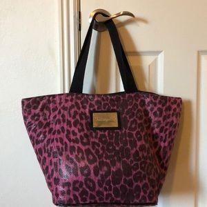 Pink & black leopard print tote
